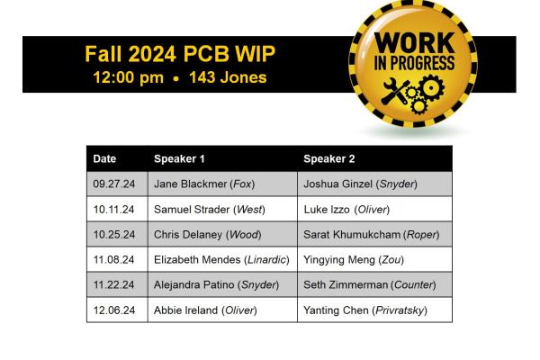 Fall 2024 WIP schedule