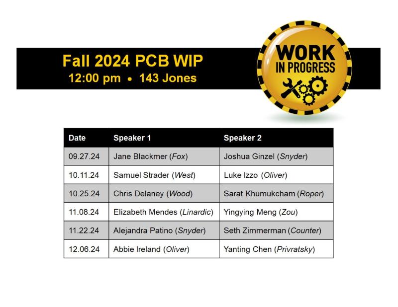 Fall 2024 WIP schedule