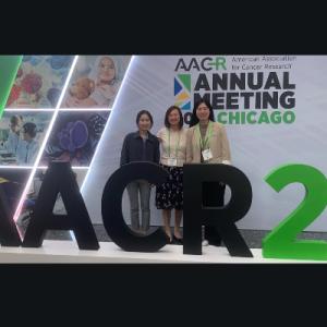 Arum Kim, Ling Cai, and Yao Yu at 2025 American Association for Cancer Research Conference